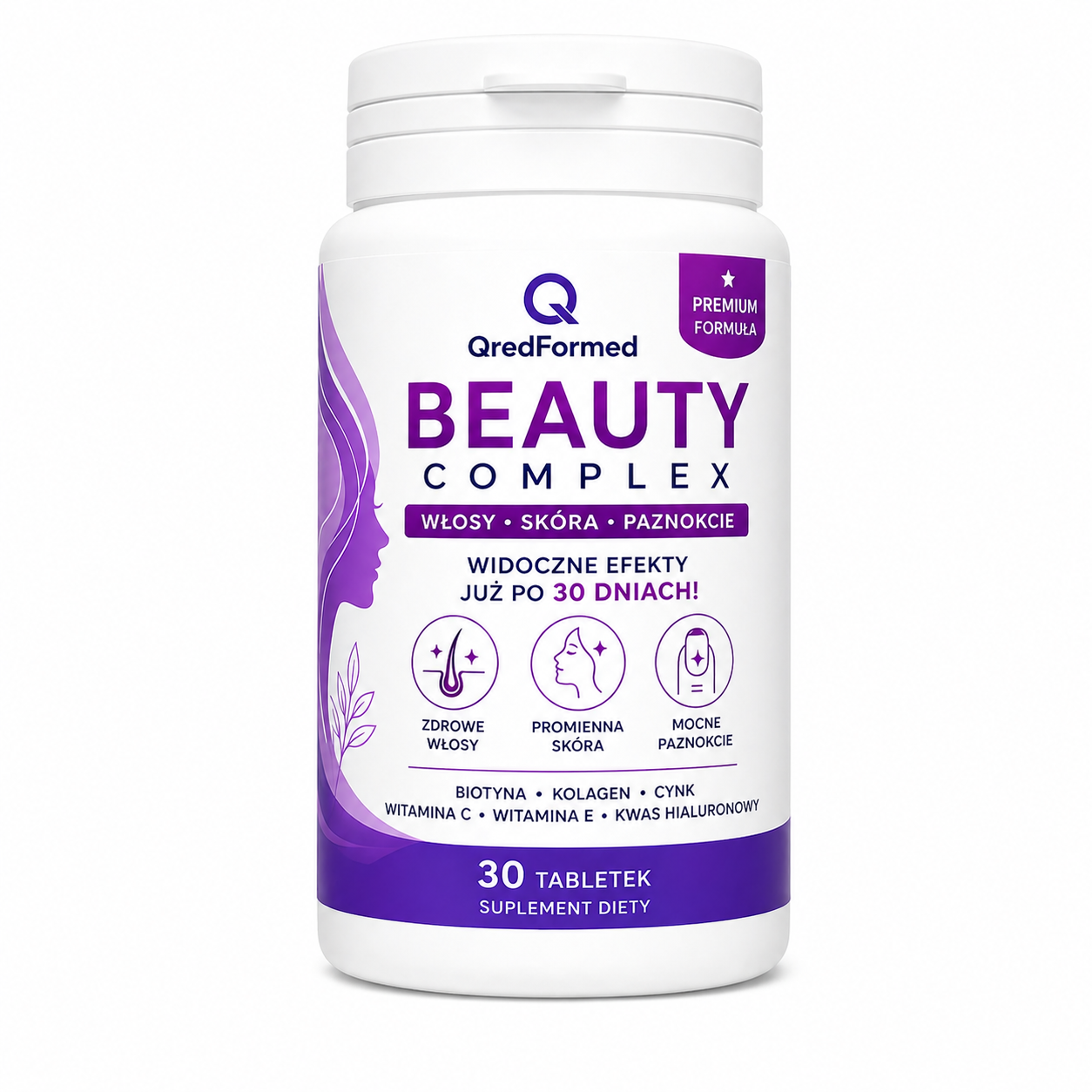 QredFormed Beauty Complex β Hair Skin Nails Support | Biotin Collagen Zinc | 30 Day Supply