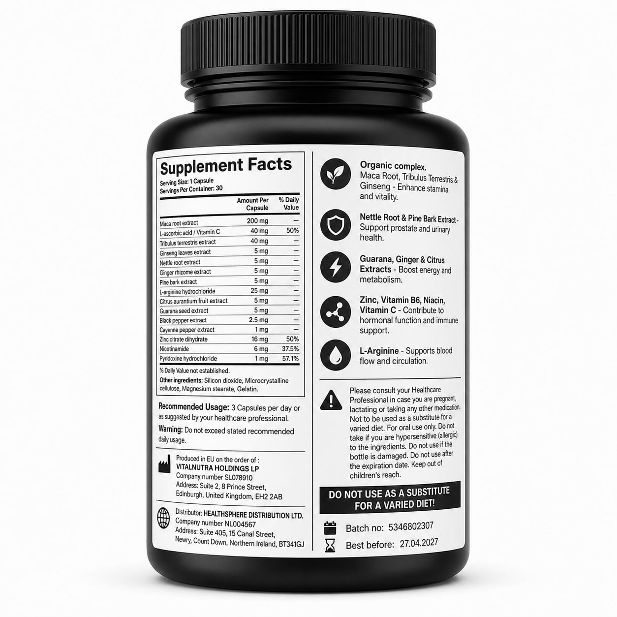 My HERO – Male Vitality & Performance Support Capsules – 30 capsules
