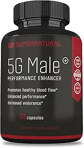 5G Male Natural T Booster Enhancing Supplement for Blood Flow (30 Capsules)