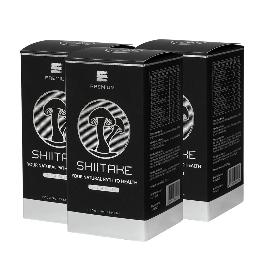 Premium Shiitake Caps, 30 pz, funghi Shiitake, antiossidanti, supporto naturale per la salute immunitaria