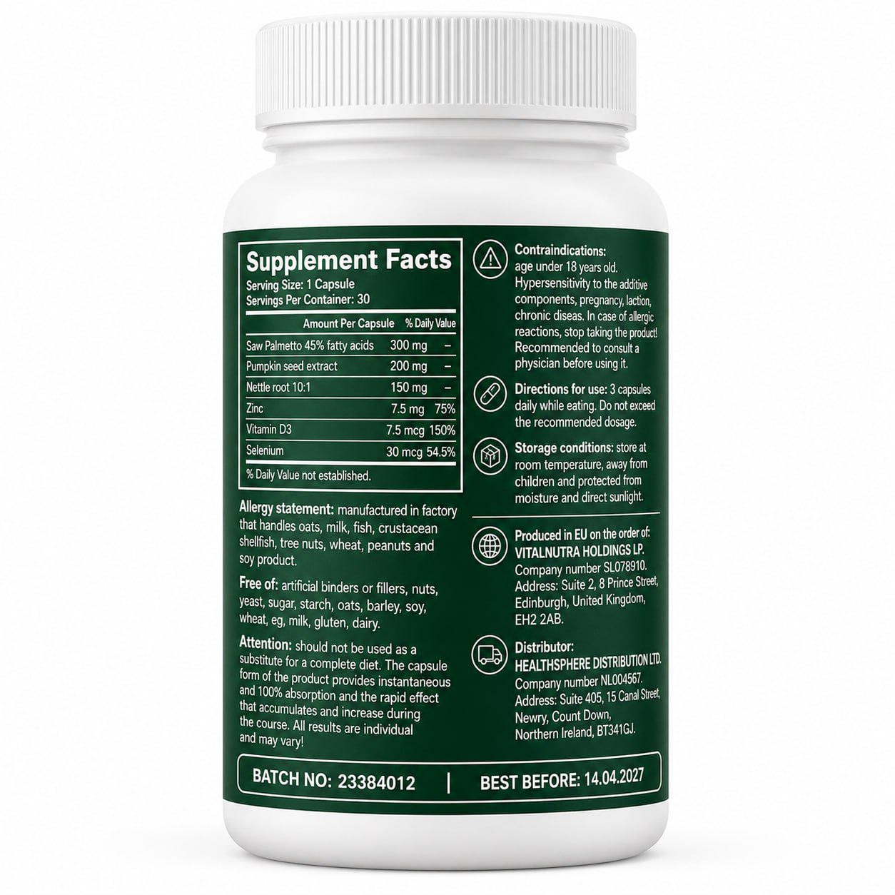 Urigan – Men’s Vitality & Daily Balance Support – 30 Capsules