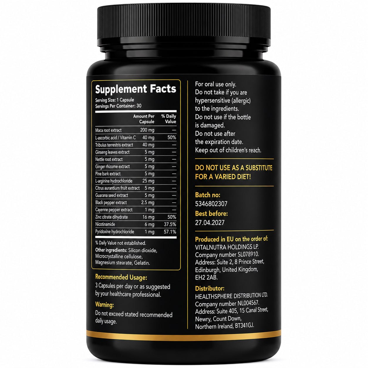 Erect Potent – Male Vitality & Performance Support Capsules – 30 capsules