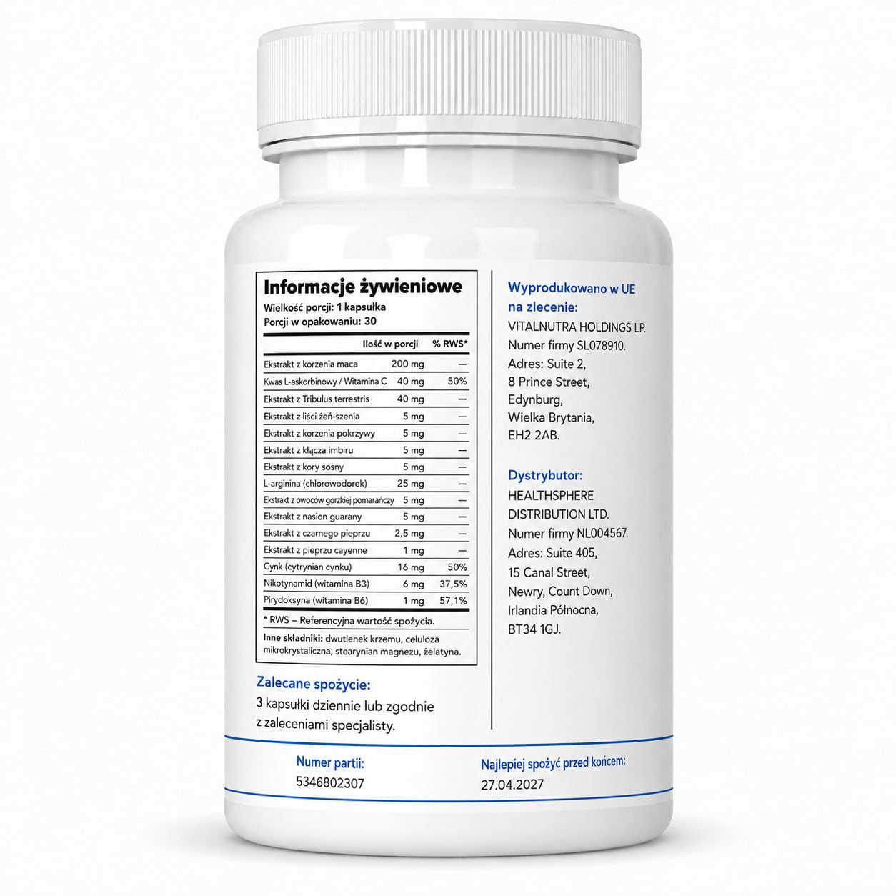 Virtisan – Male Vitality & Performance Support – 30 capsules